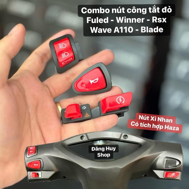 Combo 2-4 Nút Công Tắt Đỏ Xe Số Honda ( Wave A110 - Fuled - Winner - Blade 110 - Rsx110 ... ) Lưu ý : Gắn nút Passing phải thay thêm mạch Passing thì mới dùng đc nha ae