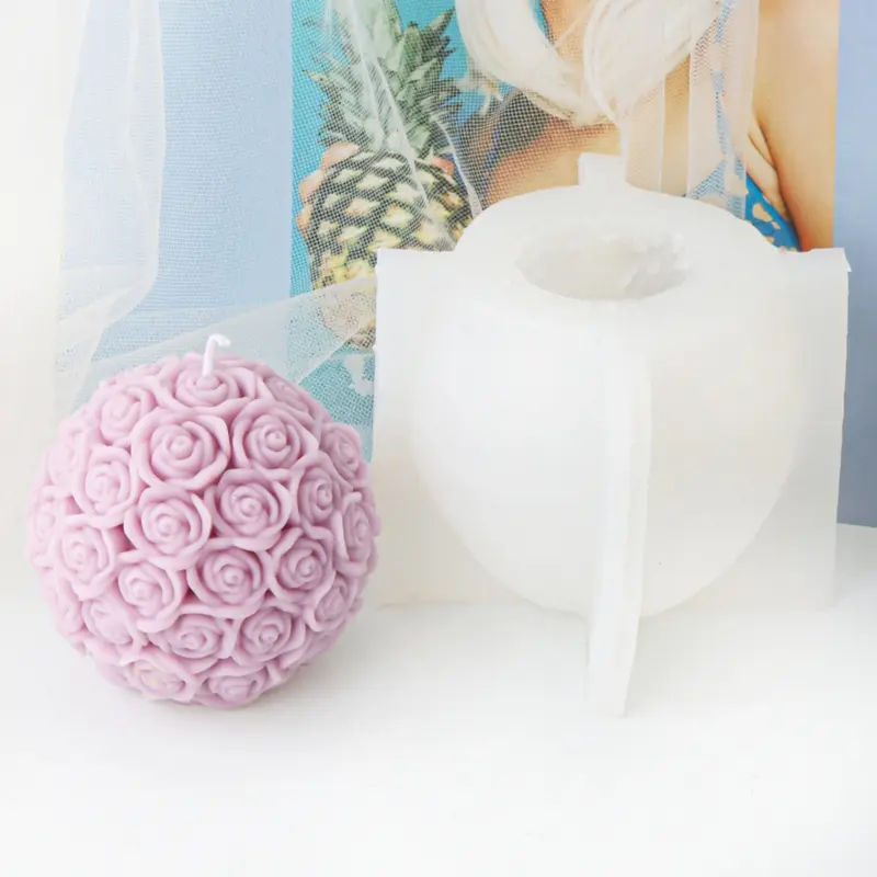 Silicone Candle Mold, 1 Count Modern Rose Design Candle Mould, Candle Making Mold for Home Decoration Crafts, DIY Candle Making Supplies, Artificial 2