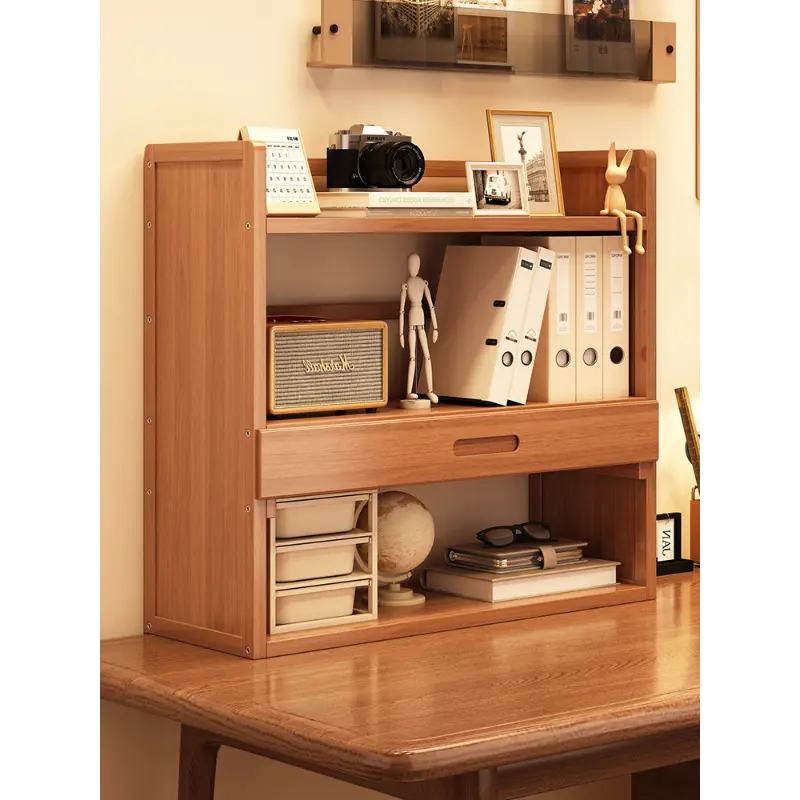 Desktop Storage Rack Solid Wood Multi-layer Bookshelf Simple Home Desk Office Finishing Layered Vertical Bookcase