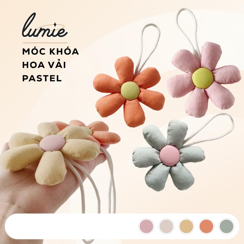  Móc Khóa Hoa Vải Chần Bông Màu Pastel Charm Trang Trí Balo Phụ Kiện Gắn Túi Xách Túi Tote Vintage 