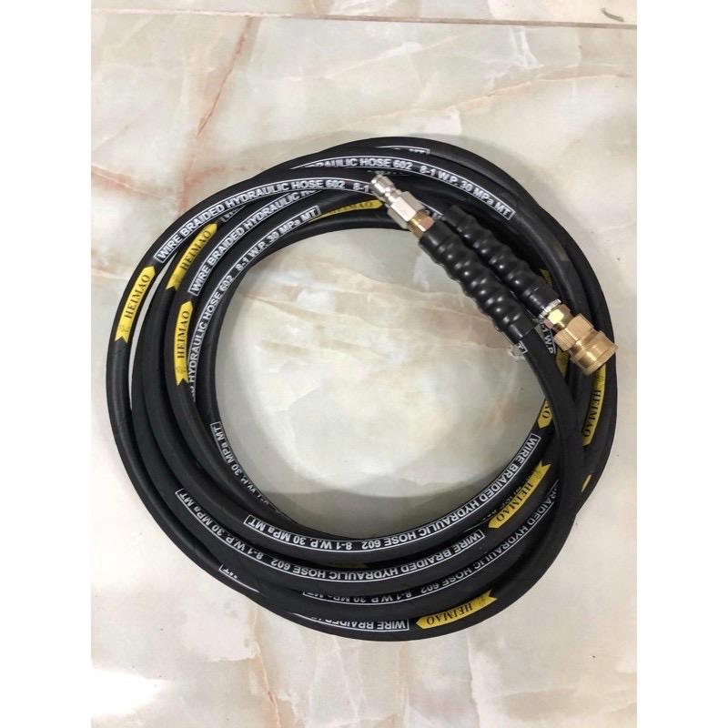 Dây rửa xe 3 lớp bố thép cao áp 15m + Tặng kèm khớp nối nhanh 3 8 17mm