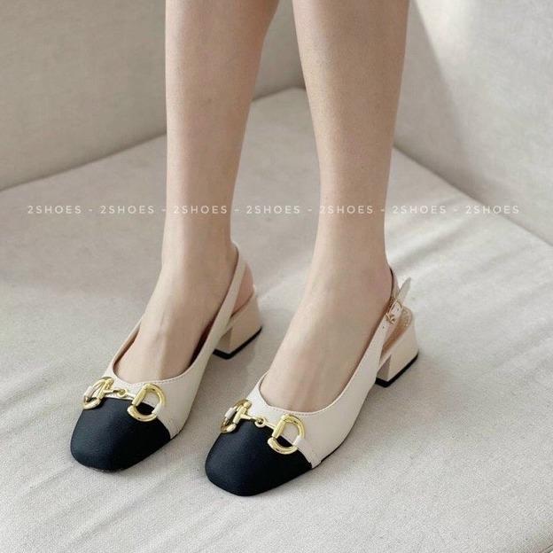 Sandal cao gót/Giày cao gót vuông 3-4p phối khoá DD siêu đẹp dễ đi