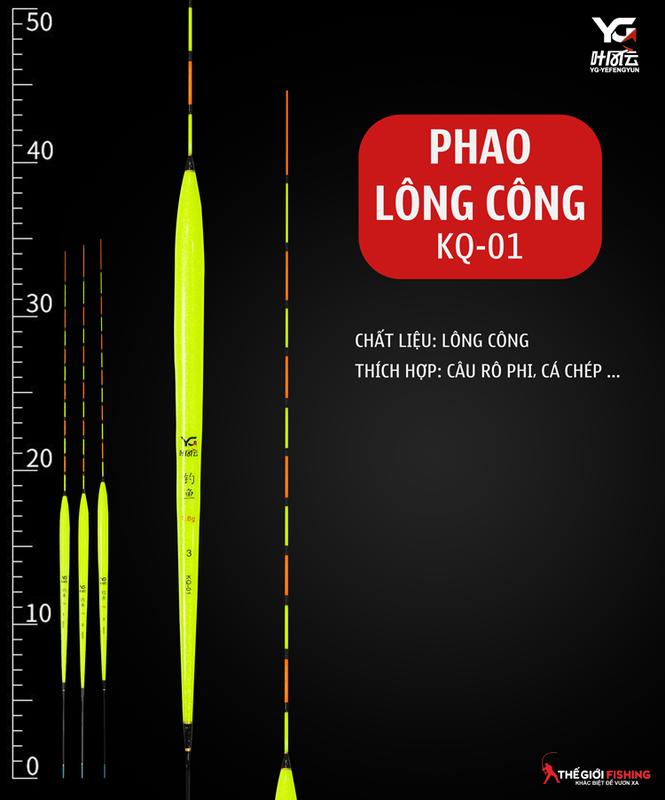   YG  Phao lông công KQ-01 phao chuyên rô - phao câu cân - phao rô chép diếc 