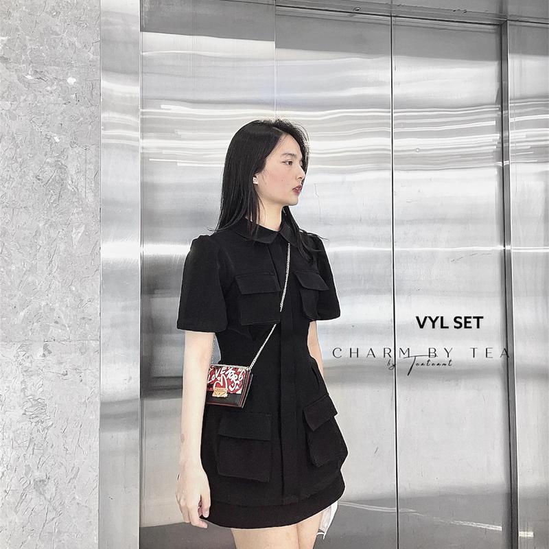 VYL SET: bộ áo , chân váy thiết kế Charm By Tea