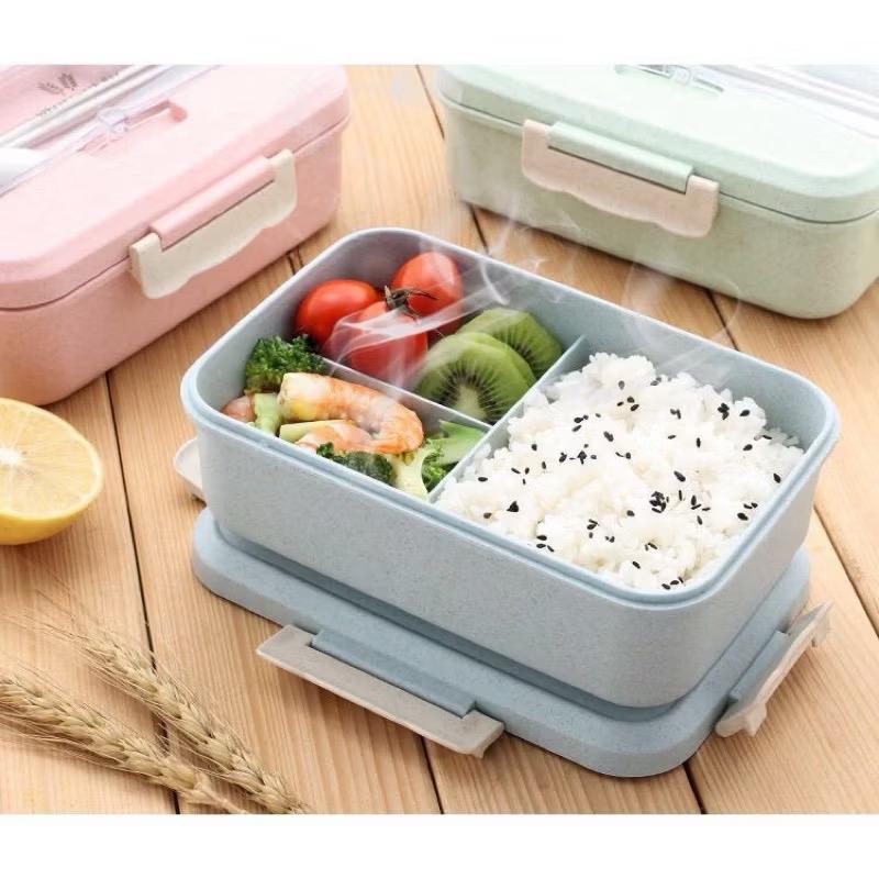￼Hộp đựng cơm lúa mạch 3NGĂN, tặng kèm đũa thìa inox tiện lợi (hộp cơm 3 ngăn) 3