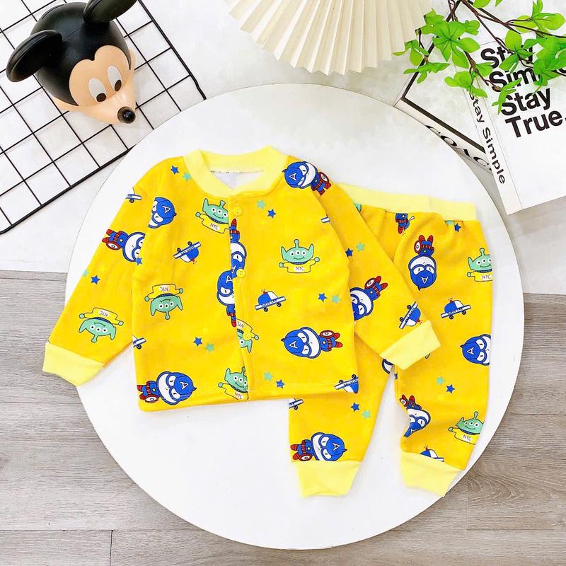 Combo 5 bộ nỉ bông,cài khuy trước cho bé gái ,họa tiết đễ thương 4