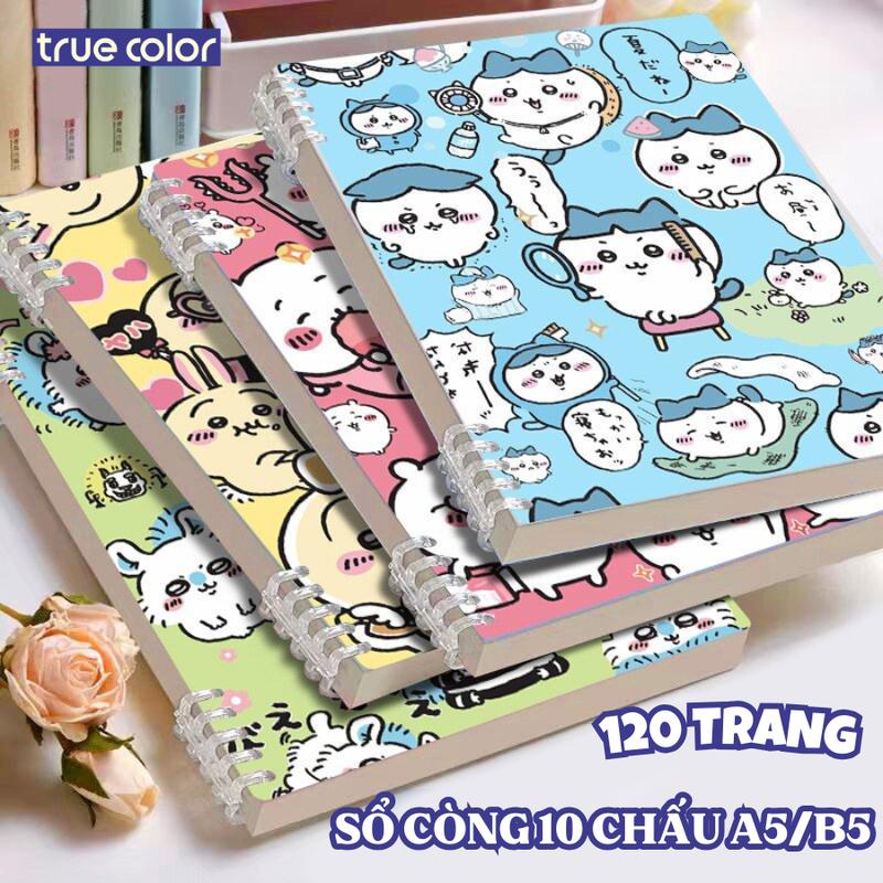 Sổ còng A5 B5 120 trang, bìa sổ còng hình nhân vật Chiikawa dễ thương - Bìa sổ tay 10 chấu không cấn tay có thể tháo rời, làm sổ tay, vở ghi chép planer, bullet journal sổ còng