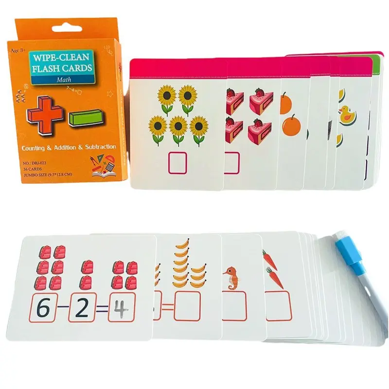 Alphabet/number/math Learning Card, 36pcs/set Learning Card with Erasable Pen, Learning Card for Preschoolers & Kindergarten Learning Activities,  Teenage Girl Gifts 5