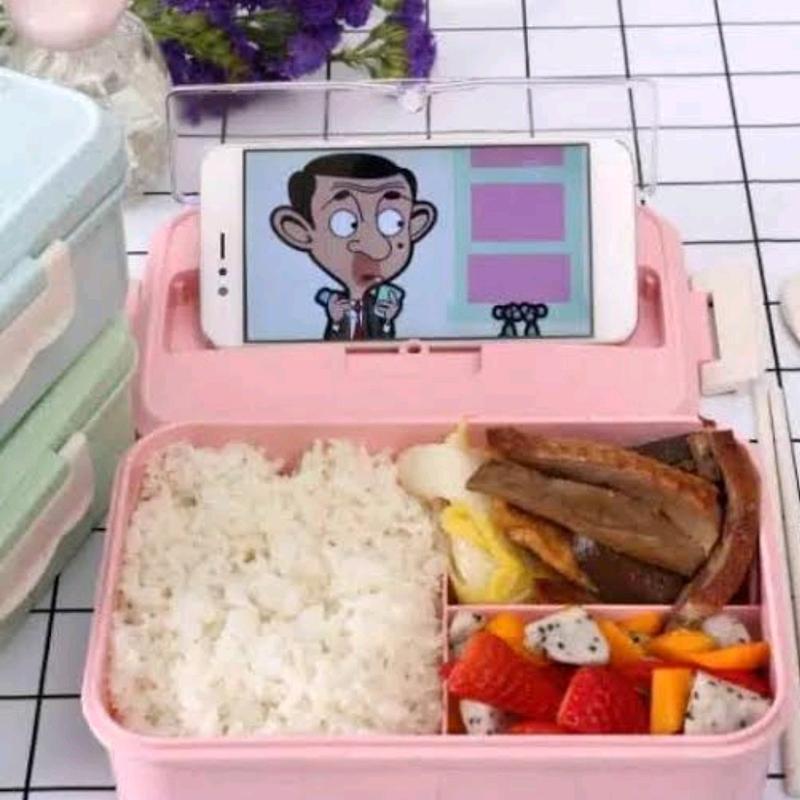 Kotak Tempat Makan Lunch Box Tempat Makan Bekal Set Sendok Garpu Kitchenware 1