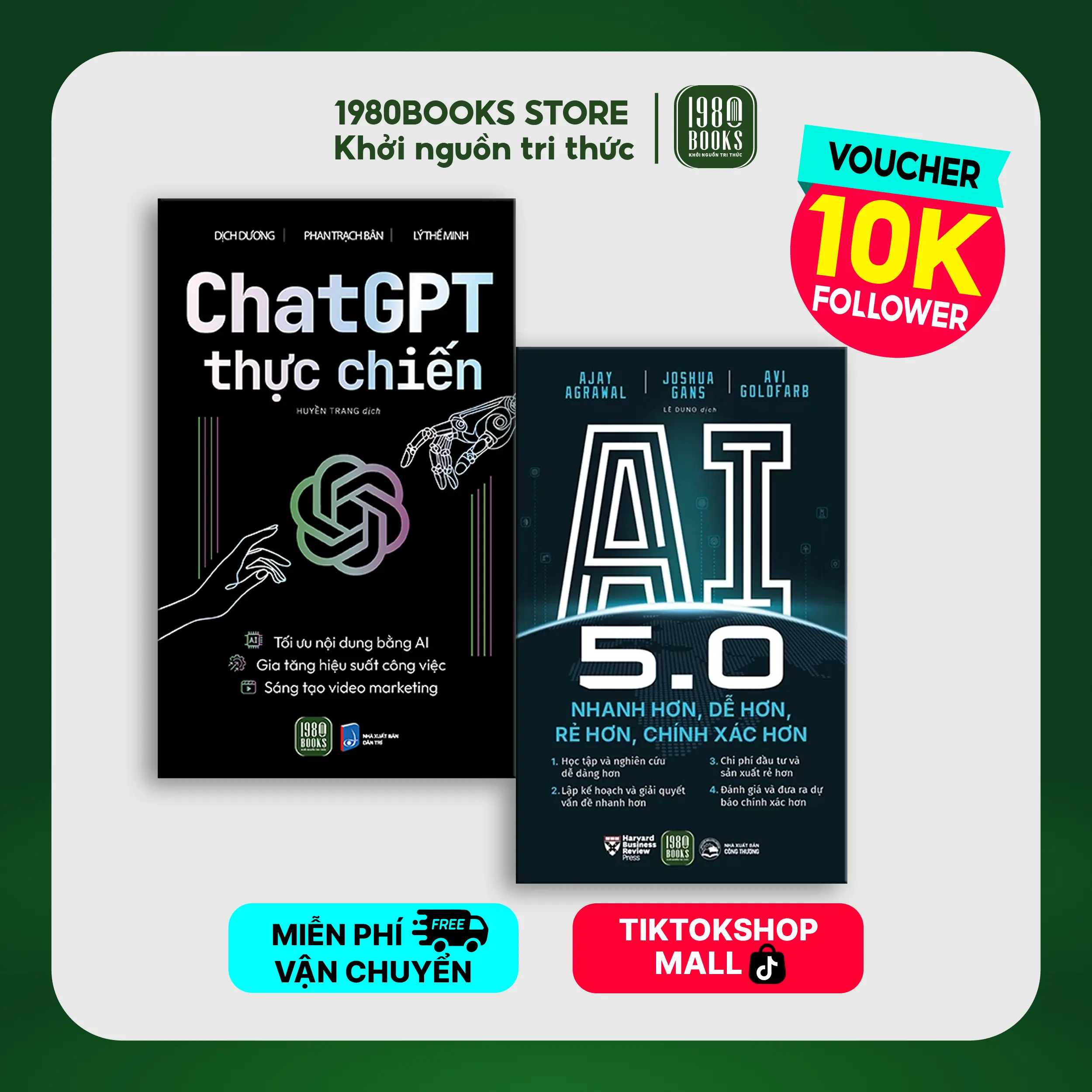 Combo 2 sách: Cuốn AI 5.0 + Chat GPT thực chiến