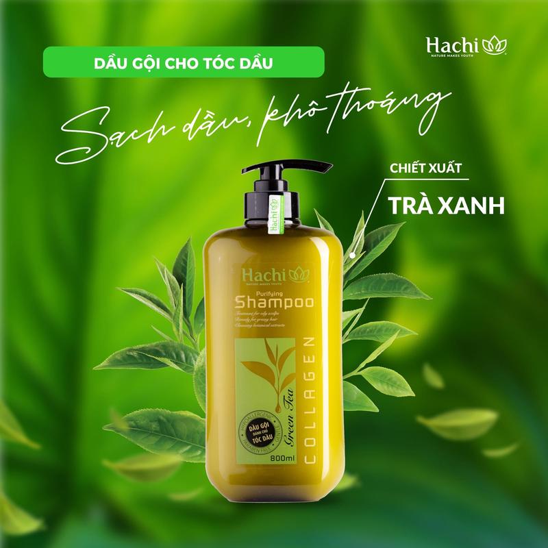 Dầu Gội dành cho tóc dầu Purifying Green Tea Hachi dung tích 350ml 500ml và 800ml Nữ Dưỡng Tóc Women