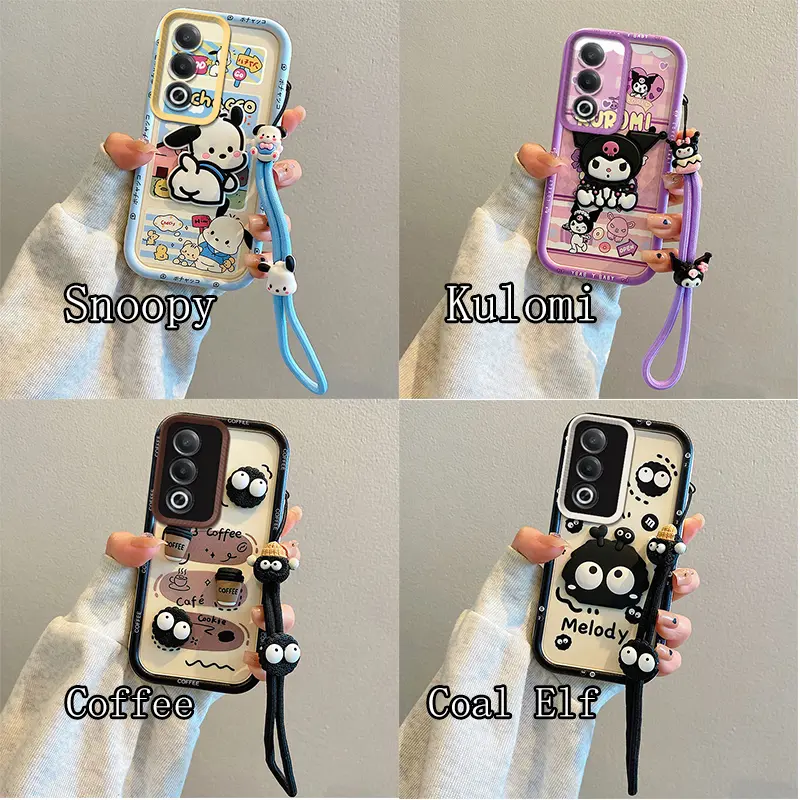 Casing For Samsung Galaxy A55 A35 A25 A54 A34 A53 A12 5G A24 A23 A22 A32 4G A21S Phone Case 3D Cartoon Doraemon Snoopy Kulomi Coal Elf TPU Soft TPU Anti-fall Protective Cover With lanyard