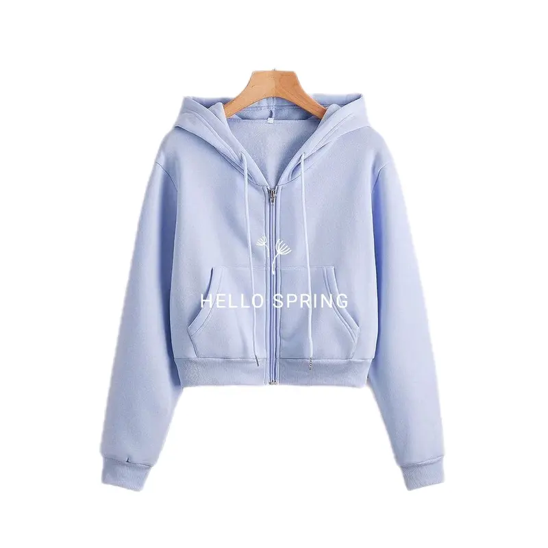 Jaket Hoodie Crop Zipper Kekinian Dengan Fleece Lembut Wanita Sweater Oversize Nyaman 1