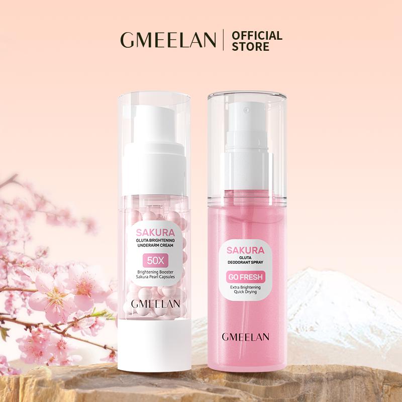 【S GMEELAN 2PCS Kem Dưỡng Nách Sakura Underarm Cream 30g Kem hỗ trợ dưỡng sáng nách + Xịt hỗ trợ khử mùi SAKURA GLUTA 50ml Bodycare
