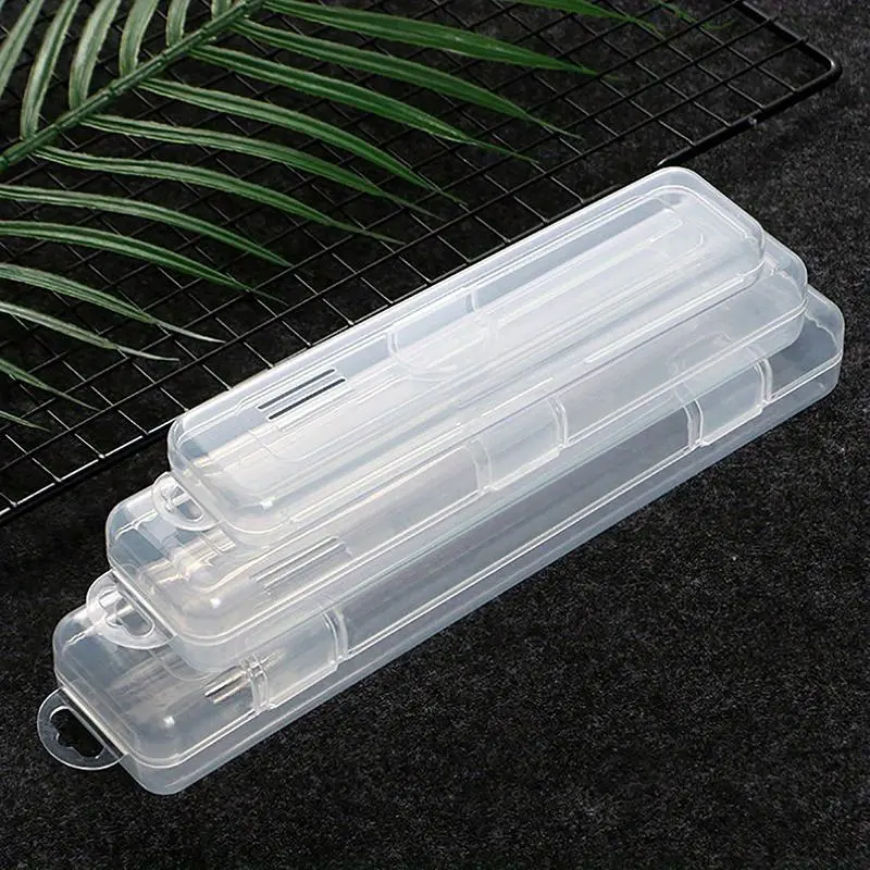 Clear Makeup Brush Holder, 1 Count Portable Makeup Brush Storage Box with Lid, Desk Organizer for Home Office School Dormitory Kitchen 3