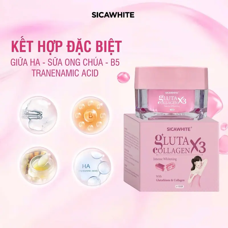 (CB20) COMBO 2 Kem GLUTA COLLAGEN X3 - Hỗ trợ Giảm Thâm Nách, Dưỡng Trắng Nách, Mông, Đầu Gối -  Làm Đẹp Da Chăm Sóc Da 3