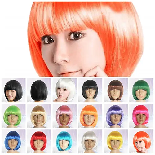 Tóc Giả Thời Trang Cho Nữ, Tóc Ngắn Thẳng, Đầy Đủ, Cosplay, Tiệc Tùng, Bob, Buổi Tối 2