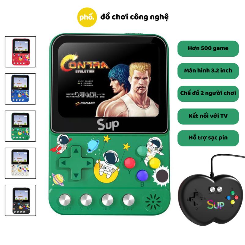 Máy Chơi Game Cầm Tay Sup F5 500 Trò - Kèm Tay Cầm Chơi Game 2 Người - Tặng Kèm Pin sạc - Chơi Điện Tử
