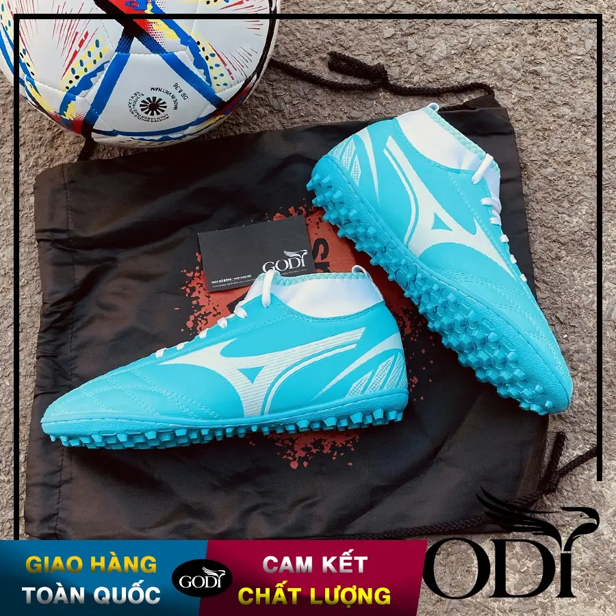 Giày đá banh cổ thun cao màu trắng, Giày bóng đá cổ cao, cổ lọ, Khâu Full đế chắc chắn, size 39-44 Godi Sport