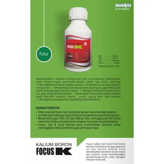FOCUS K Pupuk Kalium Cair + Boron Fase Bunga Buah 500ml Focus K Tanaman 1