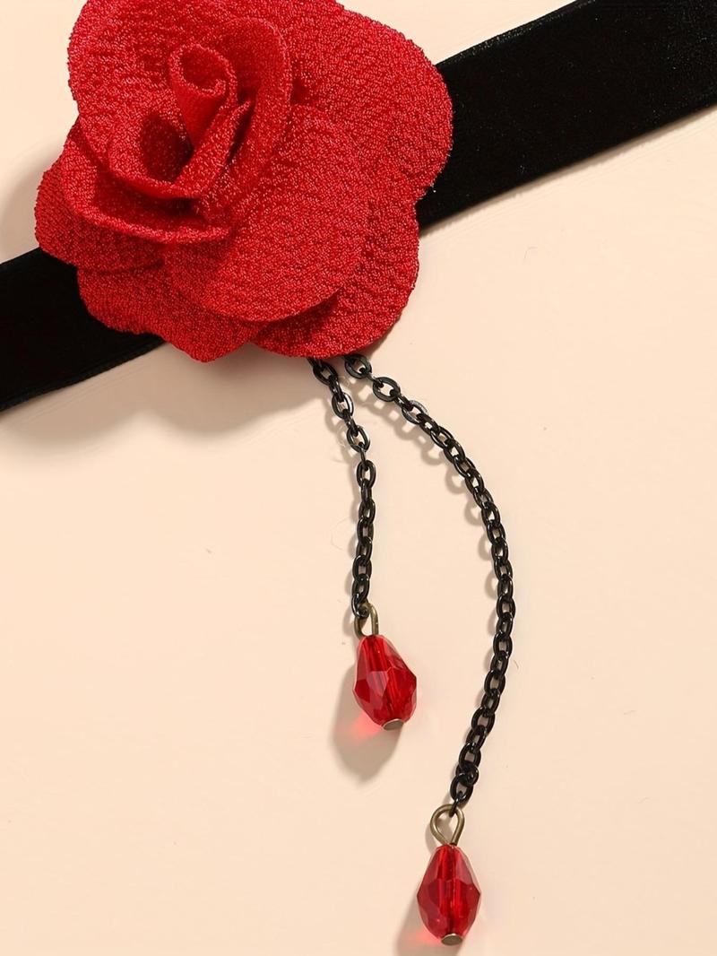 Product Introduction of Floral Decor Choker Necklace, Fashion Jewelry for Party, Daily Clothing Decor, Trendy All-match & Exquisite Jewelry for Birthday Gift 2