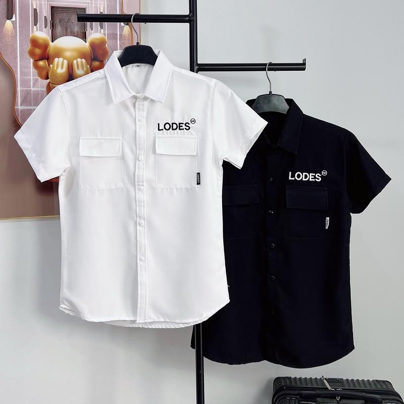 Max SMh.14 45-90kg Sơ Mi Unisex thêu lodes ngắn Tay cotton ít co dãn Rẻ Đẹp bigsize Thời Trang menswear