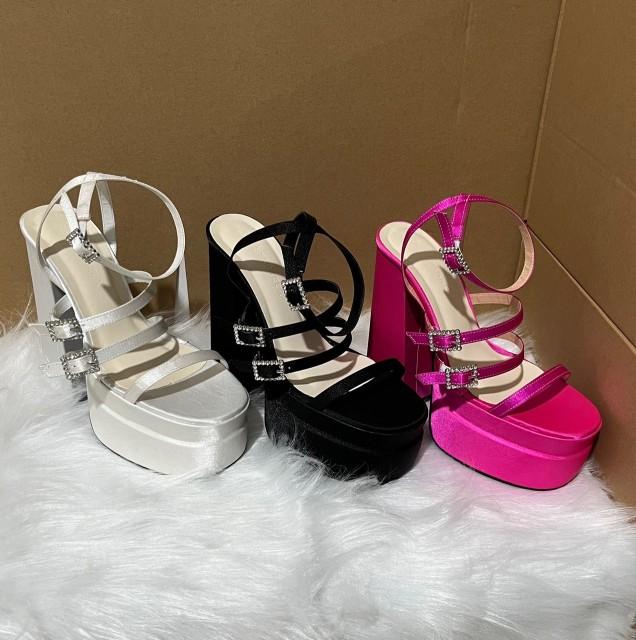 Product Introduction of giày cao gót nữ sandal 15cm chất vải satin bóng mịn êm chân 3