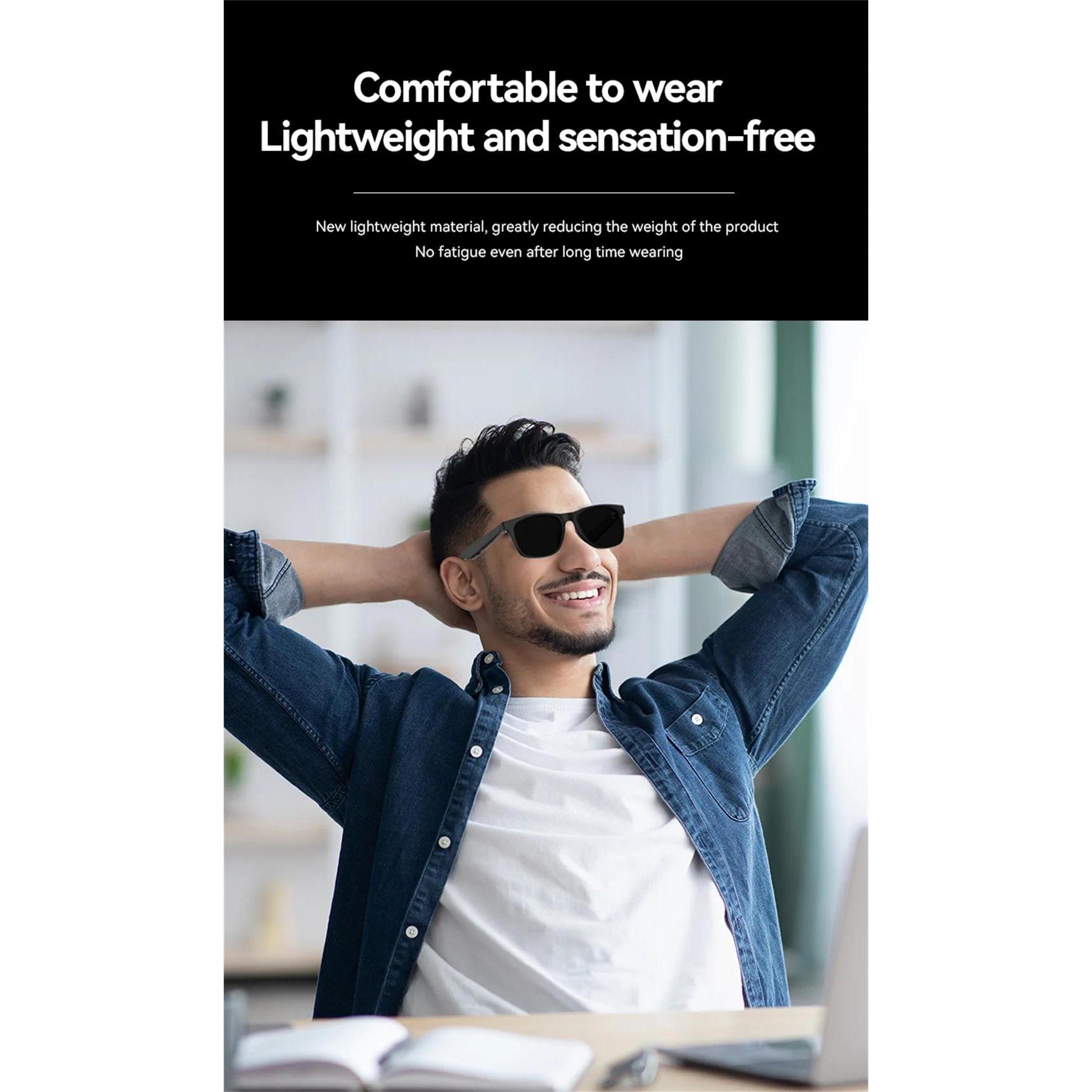 2025 New Smart Glasses Wireless Bluetooth Hands-Free Touch Controls Calling Music Motion Stereo Surround Sound Speaker Glasses - Image 5