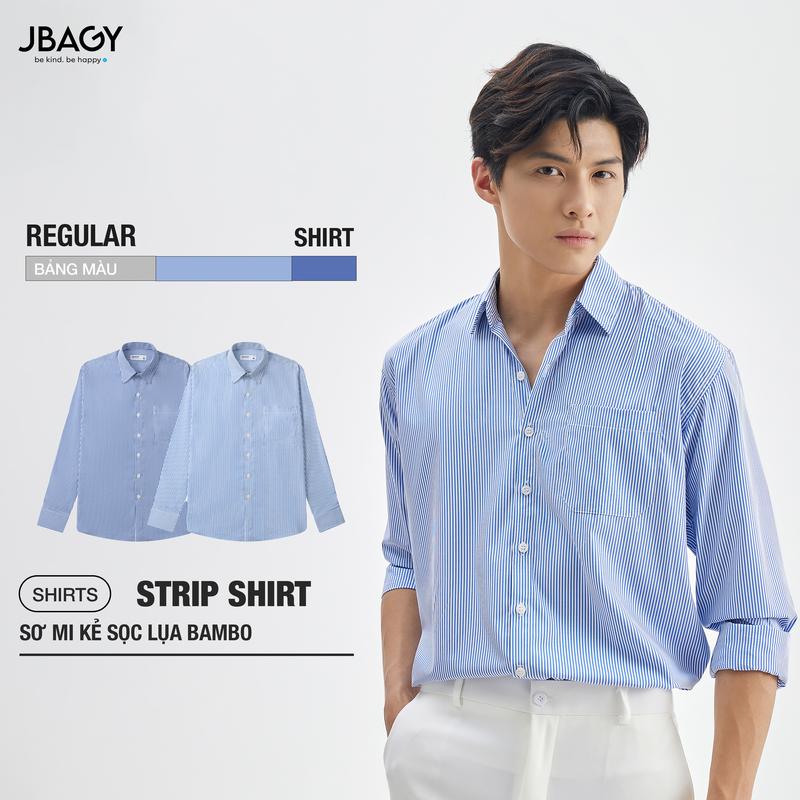 Áo sơ mi nam Kẻ Sọc Stripes Hàn Quốc thương hiệu JBAGY, Áo sơ mi nam form rộng dài tay chất liệu thoáng mát - JS07 Menswear Cổ Tròn Nhung Shirt