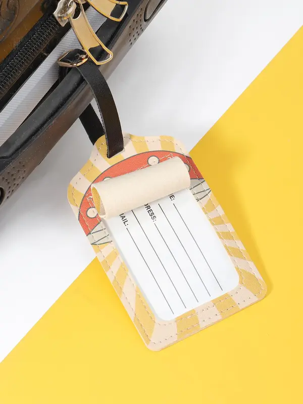 Cartoon Airplane Pattern Luggage Tag, Lightweight Backpack Tag, Suitcase Tag, Travel Bag Tag, Identification Tag, Leather Tag 3