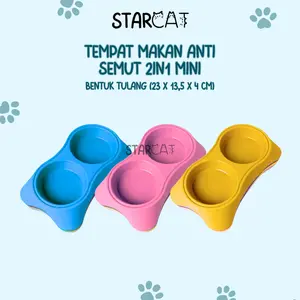 SC Tempat Makan Kucing Anti Semut Double Mini Bentuk Tulang Minum Hewan Pet Food Bowl 2in1 Anjing