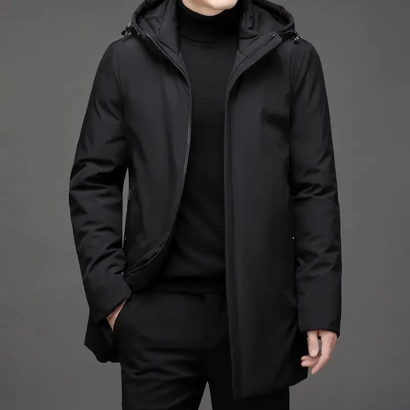 jaket jubah pria Panjang jaket Tebal pria musim dingin  Custom Abu Army Hitam  Navy Cowok Formal Katun Dewasa winter coat puffer jacket parasut stylis Keren Casual gunung simple 0
