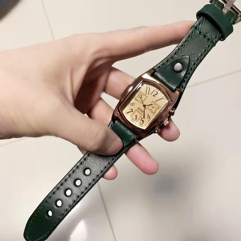 Đồng Hồ Da, Thời Trang Cổ Điển Phong Cách Cặp Đôi, Hình Chữ Nhật, Dành Cho Phụ Nữ Và Nam Giới, Đồng Hồ Da, Mặt Số Lớn, Cá Tính Đơn Giản, Thời Trang Phụ Kiện Watch 4