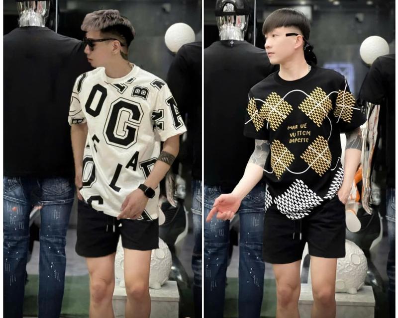 [ MUA ÁO TẶNG QUÀ ] Set bộ nam nữ thêu Lờ Vê phong cách, thêu túi  caro ,in chữ boy phố . Chất vải cotton lạnh thoáng mát Menswear Cổ Tròn