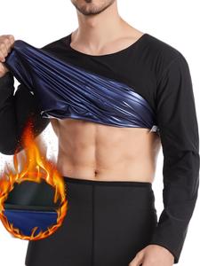 男性用サウナTシャツ、体重減少のための長袖サウナスーツ、スリムな汗を吸い取るサウナシャツ、男性用スポーツウェア、ワークアウト服