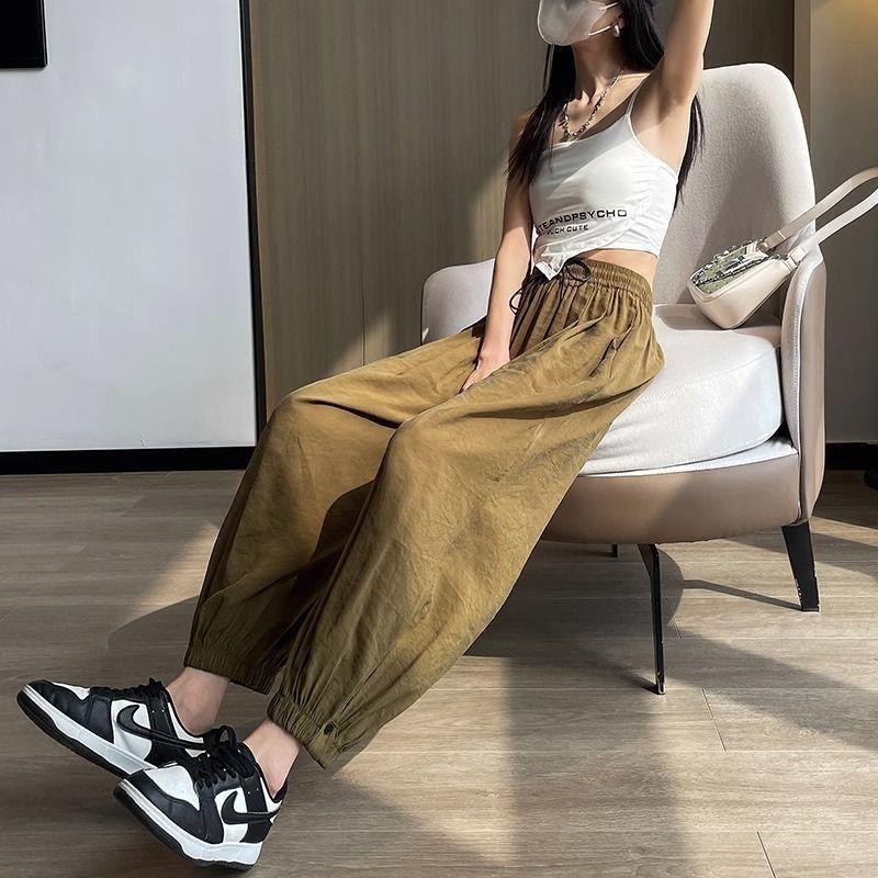 Product Introduction of Quần Harem, Chất Liệu Lụa Lạnh Nhanh Khô, Buộc Mắt Cá Chân, Dành Cho Nữ, Hàng Mới Về Mùa Hè, Mỏng, Cạp Cao, Dễ Phối Đồ, Dáng Rộng, Cỡ Lớn, Quần Thường Ngày Pants Women 17