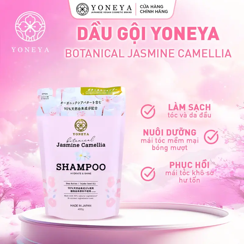 [MUA 1 TẶNG 2]  COMBO  Gội Xả Thiên Nhiên Yoneya Botanical Jasmine Camellia Hydrate & Shine Phục Hồi Hư Tổn Chuyên Sâu 400g 3