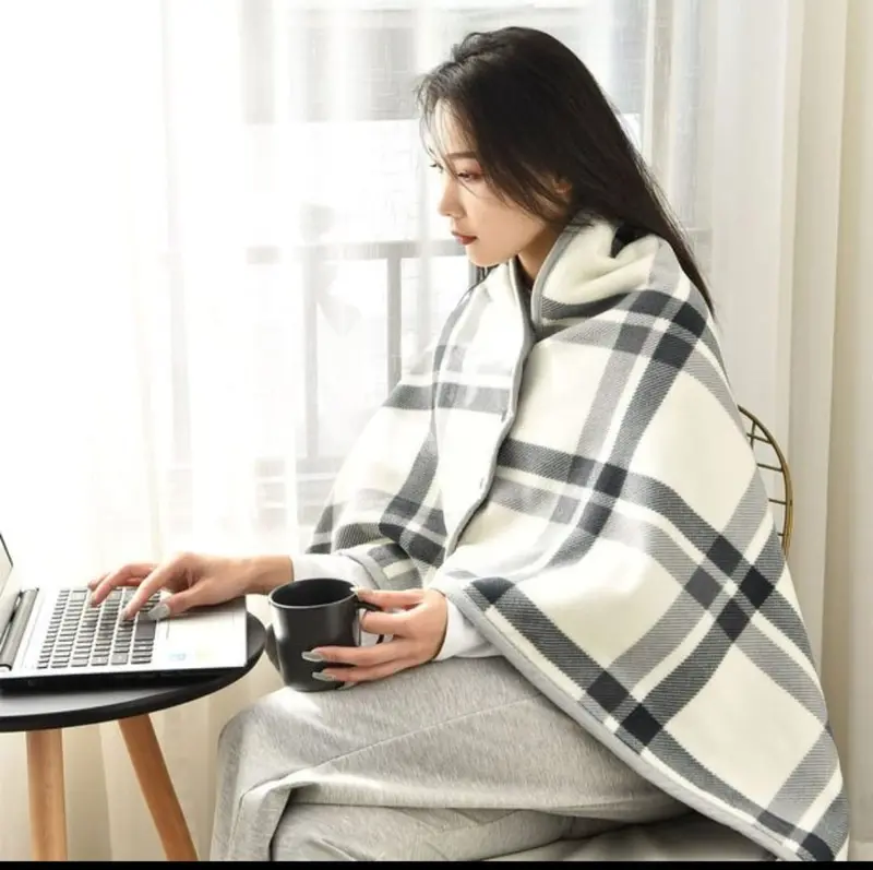 NEW Heattech Selimut Fleece Reversible Reversibel Bolak Balik Reversible Blanket PONCHO HANGAT 1