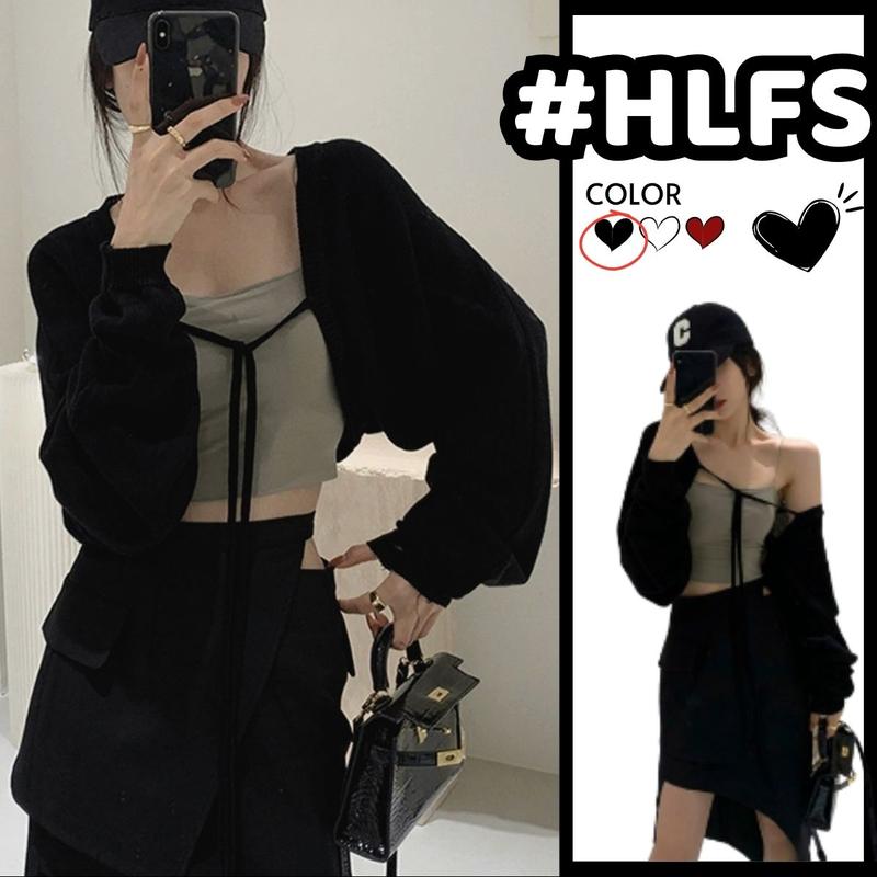 Áo Khoác Cardigan Croptop Thắt Dây Ngực HLFS Cho Nữ Chất Thun Gân Dày Mặc Đi Chơi Đi Dạo Cực Xinh Nữ Women Jacket Voi