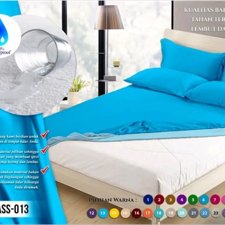 Sprei Waterproof 180x200 CM Anti Air Tersedia Untuk Tinggi Kasur 20,30 Dan 40 CM Kualitas Premium 7