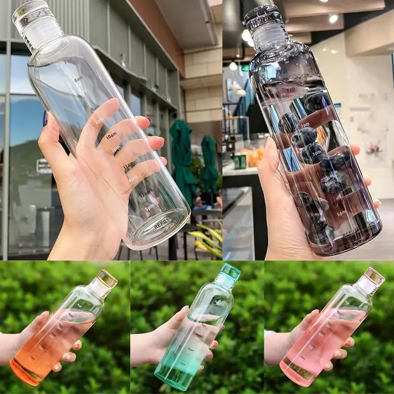 Bình Nước, 500 / 700ML, Có Nắp, Trong Suốt, Chịu Nhiệt, Có Thể Tái Sử Dụng, Bình Uống Nước, Giá Trị Cao, Thích Hợp Sử Dụng Trong Thời Gian, I3D6 2