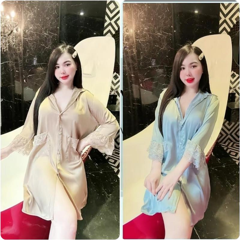  TAMY Đầm Ngủ Nữ Váy Ngủ Sơmi Sexy Tay Loe Ren Tầng Chất Lụa Latin Cao Cấp Free Size 40-65kg Sleepwear Pijama Love Sileđongu Damngusexy Dobomacnha Setdongusexy Dongunu Dongu Setdongusexy Dongusexygoicam 
