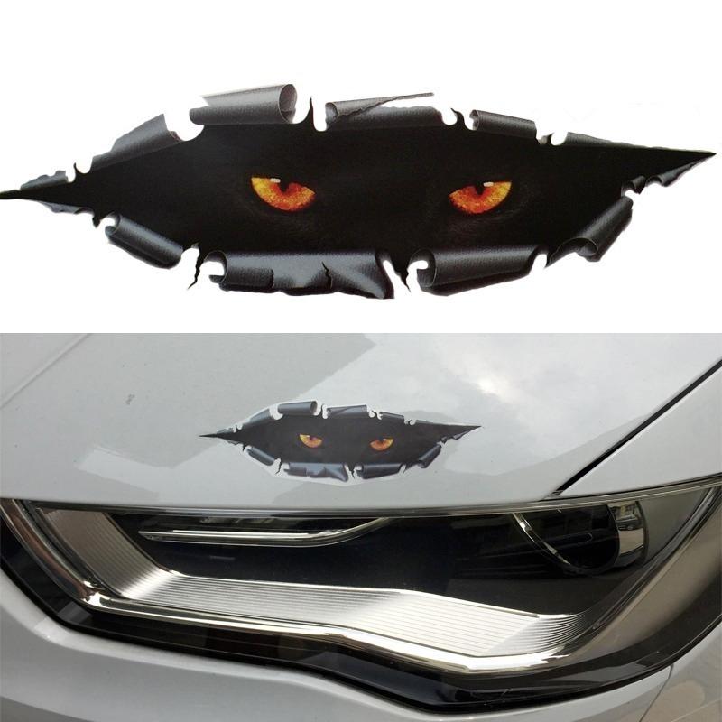 2PCS Creative Peeking Cat Eye Car Sticker Styling Rearview Mirror ...