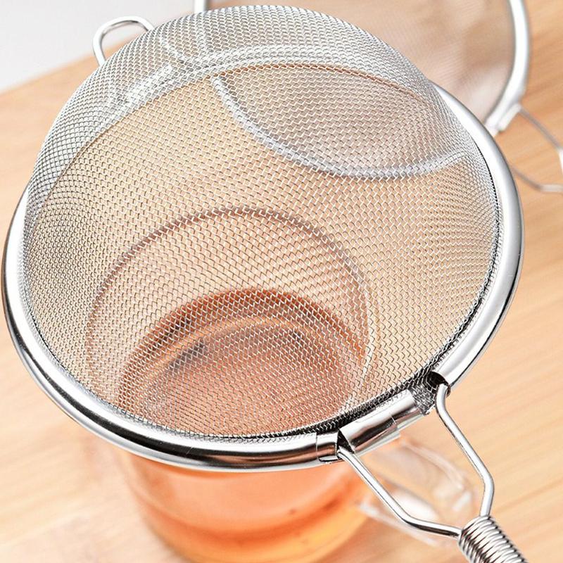 Product Introduction of New Stainless Steel Wire Fine Mesh Flour Sieve Portable Wire Mesh Filter Tea Strainer Colander Kitchen Tools Coffee Matcha Powder Filter 17