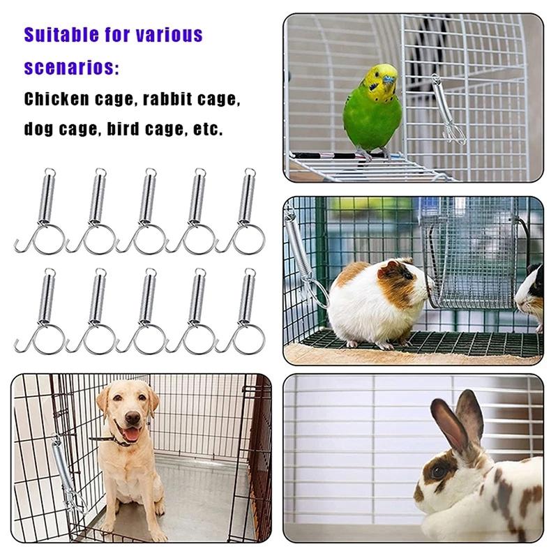 Product Introduction of 10Pcs Multipurpose Spring Lock Animal Pet Cage Latches Lock Spring Rabbit Cage Door Tension Spring with Hook 19