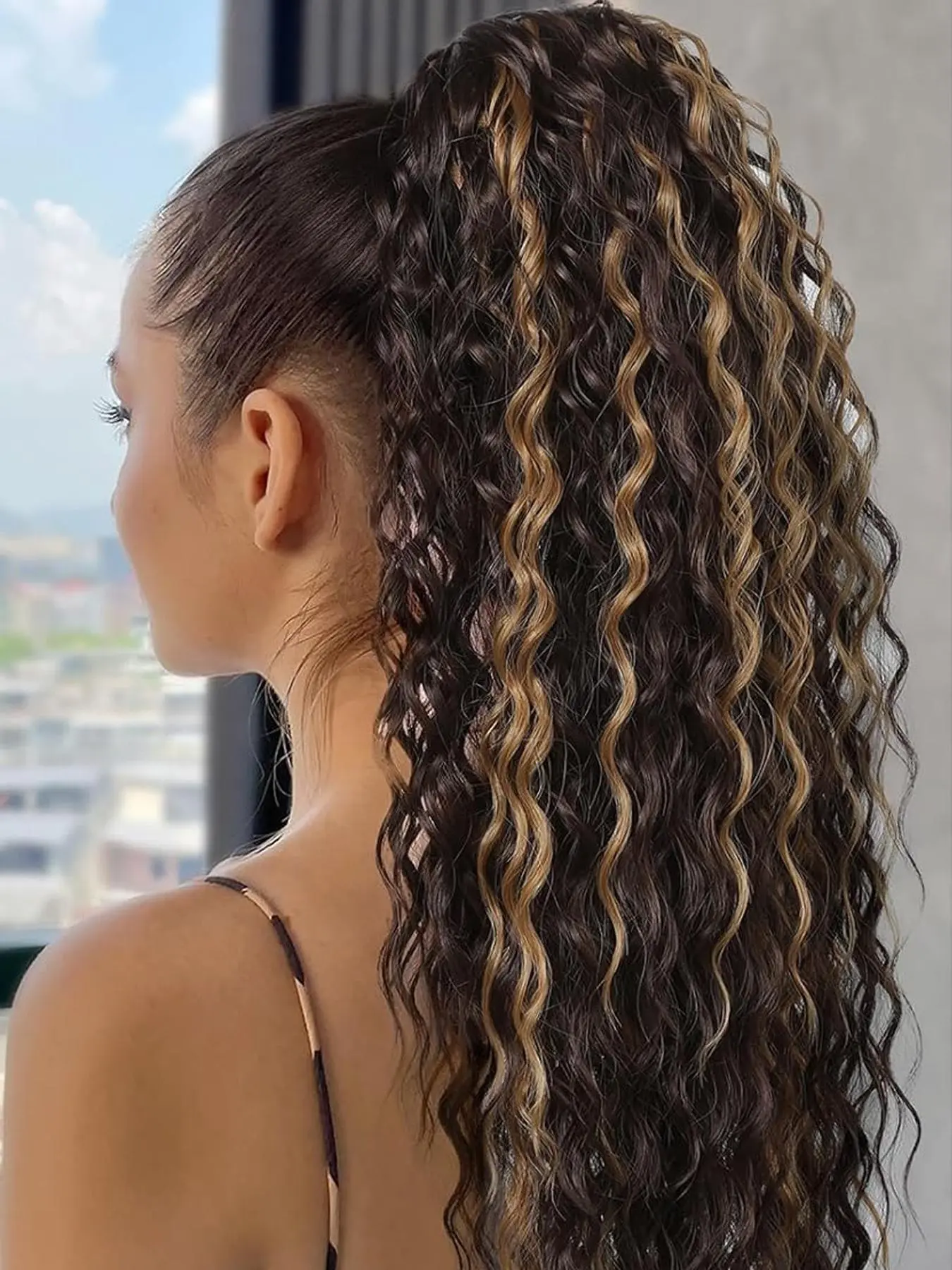 24 Inch Wavy Long Curly Ponytail Extension, Natural Fluffy Synthetic Ponytail Extension, Synthetic Hairpiece for Women Hairstyle Ideas