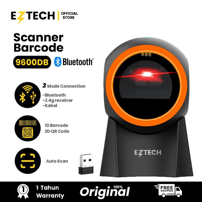 Promo [ EZTECH ] GT-9600DB Wireless Bluetooth Barcode Desktop Omni ...