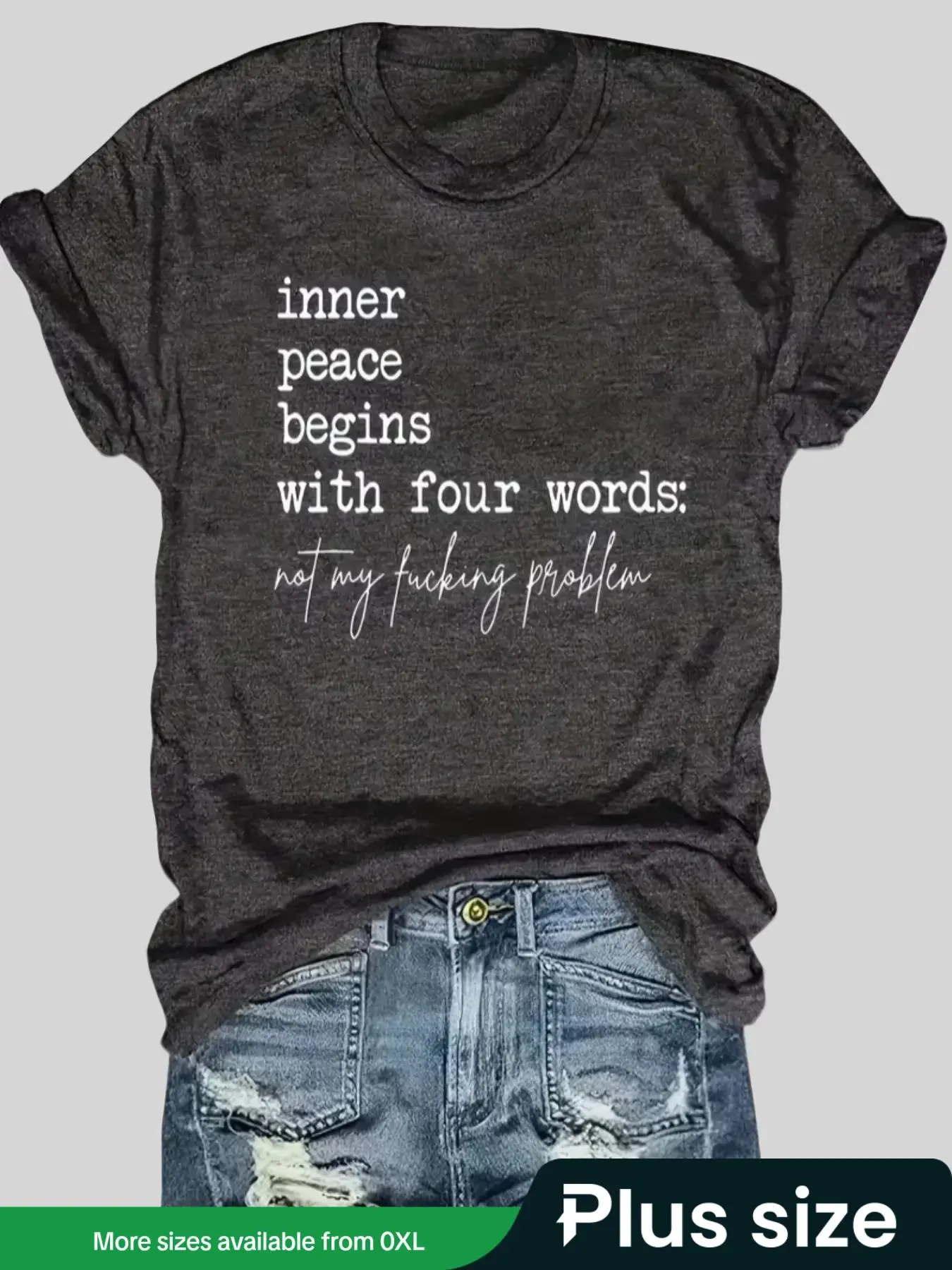 【Plus Size】 Letter Print Round Neck Graphic Tee, Casual Fashion Short Sleeve T-shirt for Summer, Women's Clothing for Daily Wear