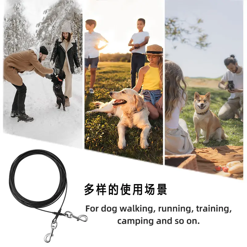 Dây Xích Chó, Dây Thép Dài, Dày, Chống Cắn, Chống Bám Bẩn, Cầm Tay Cho Thú Cưng, Dây Xích Chó Ngoài Trời 20ft, Dây Xích Chó 8