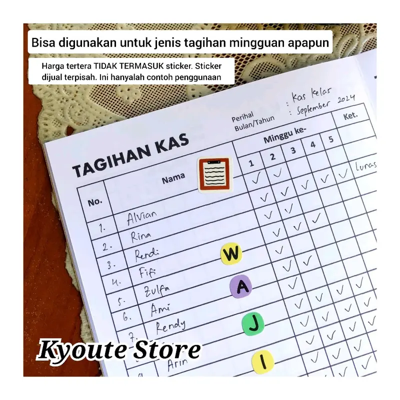 Buku Kas Tagihan Mingguan Bulanan Peserta A5 Kyoute Weekly Monthly Bills Tracker Book Simple General 1
